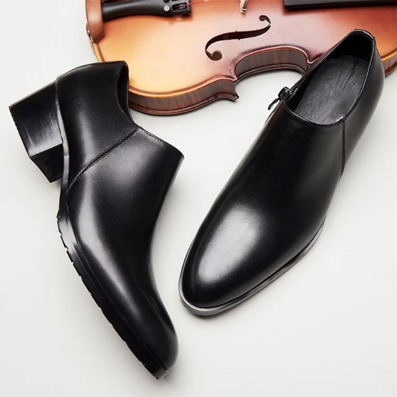 Casual Schoenen Heren Chique Instappers Koeienhuid Met Puntige Neus - Zwart