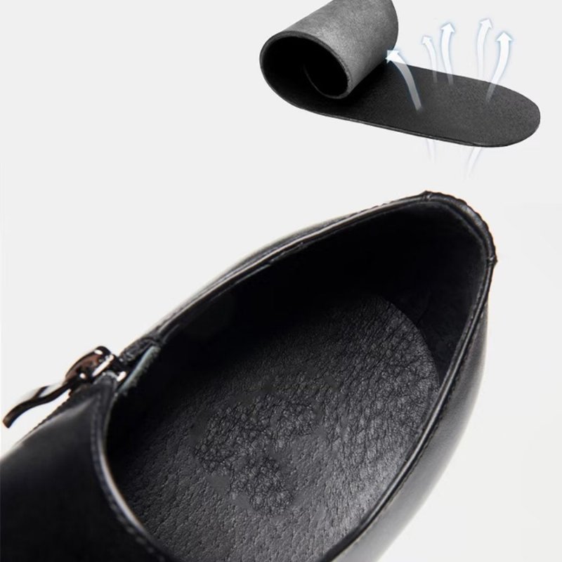 Casual Schoenen Heren Chique Instappers Koeienhuid Met Puntige Neus - Zwart
