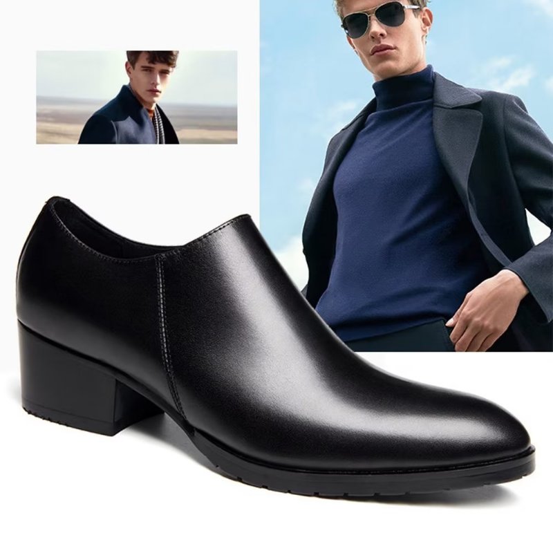 Casual Schoenen Heren Chique Instappers Koeienhuid Met Puntige Neus - Zwart