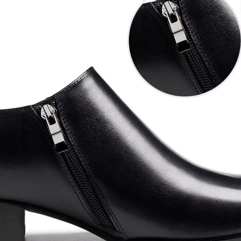 Casual Schoenen Heren Chique Instappers Koeienhuid Met Puntige Neus - Zwart