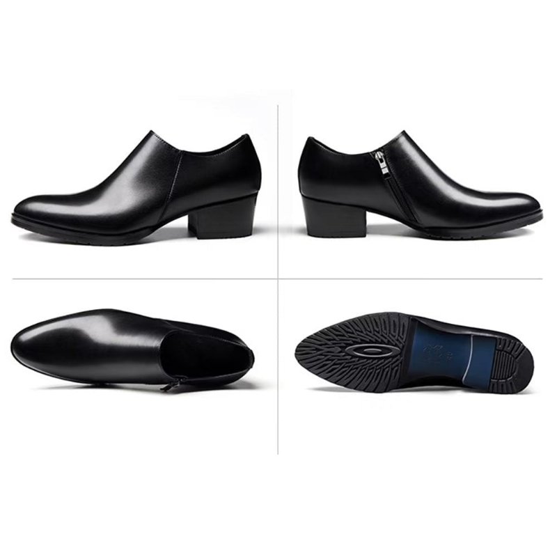 Casual Schoenen Heren Chique Instappers Koeienhuid Met Puntige Neus - Zwart
