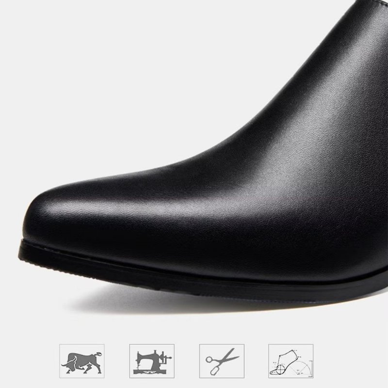 Casual Schoenen Heren Chique Instappers Koeienhuid Met Puntige Neus - Zwart