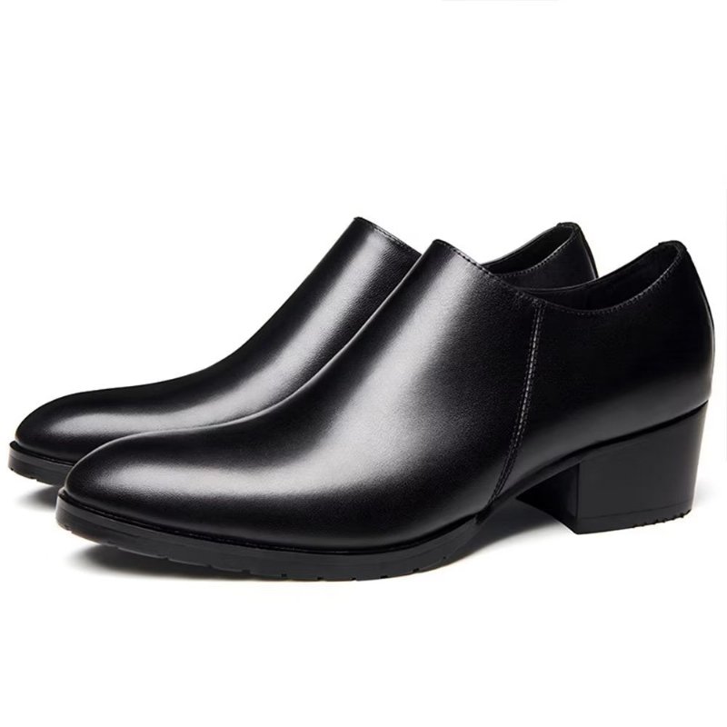 Casual Schoenen Heren Chique Instappers Koeienhuid Met Puntige Neus - Zwart