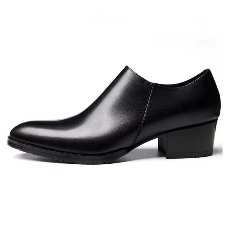 Casual Schoenen Heren Chique Instappers Koeienhuid Met Puntige Neus - Zwart