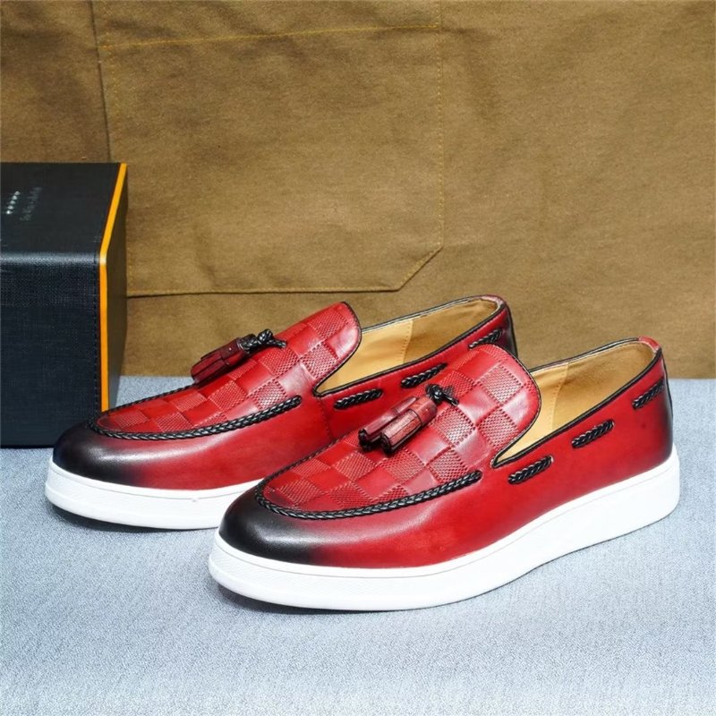 Casual Schoenen Heren Echt Leer - Rood