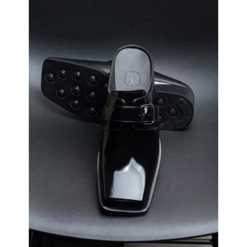 Casual Schoenen Heren Leren Zakelijke Strandslippers - Zwart