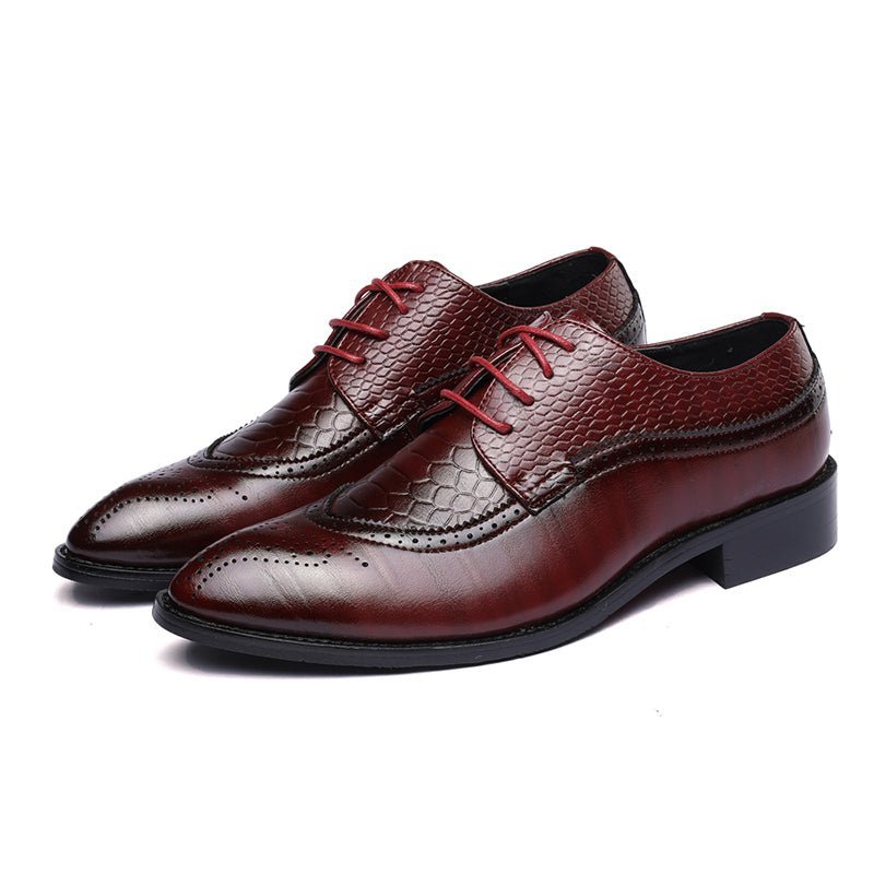 Formele Herenschoenen Alligator Luxe Brogueschoenen Met Veters - Rood