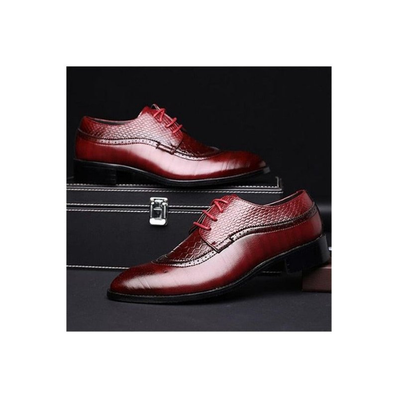 Formele Herenschoenen Alligator Luxe Brogueschoenen Met Veters - Rood