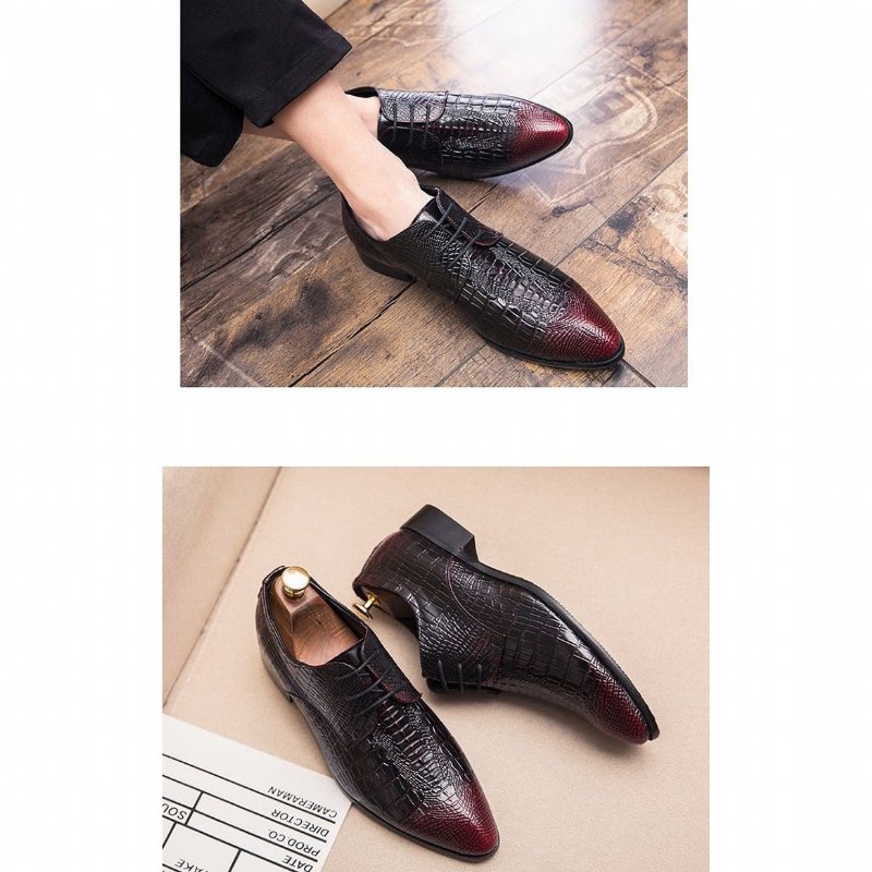Formele Herenschoenen Chique Alligatorschoenen Met Veters - Rood
