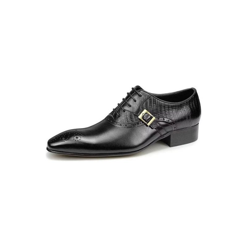 Formele Herenschoenen Echt Leer Elegante Bruiloftsbrogueschoenen - Zwart