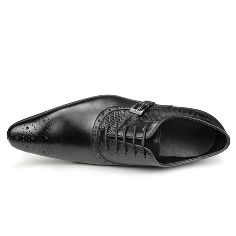 Formele Herenschoenen Echt Leer Elegante Bruiloftsbrogueschoenen - Zwart