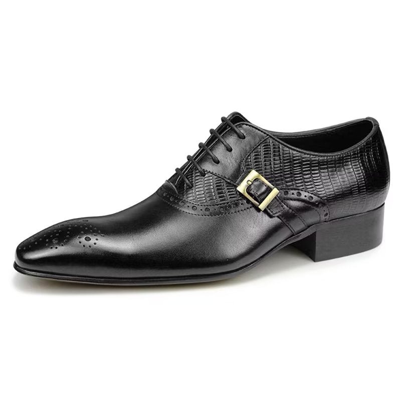 Formele Herenschoenen Echt Leer Elegante Bruiloftsbrogueschoenen - Zwart