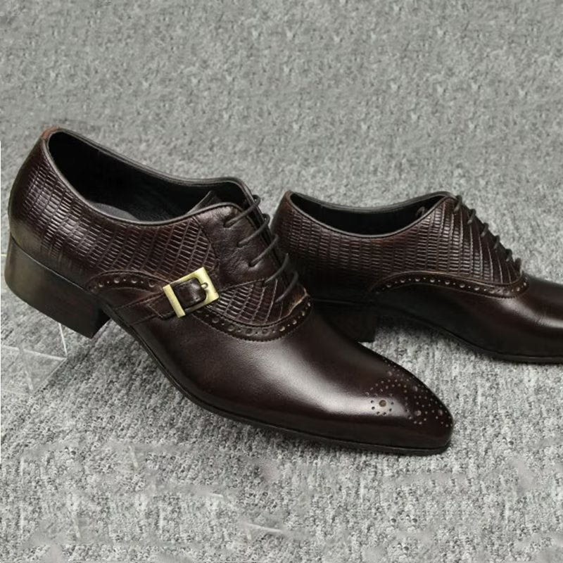 Formele Herenschoenen Echt Leer Elegante Bruiloftsbrogueschoenen - Koffie