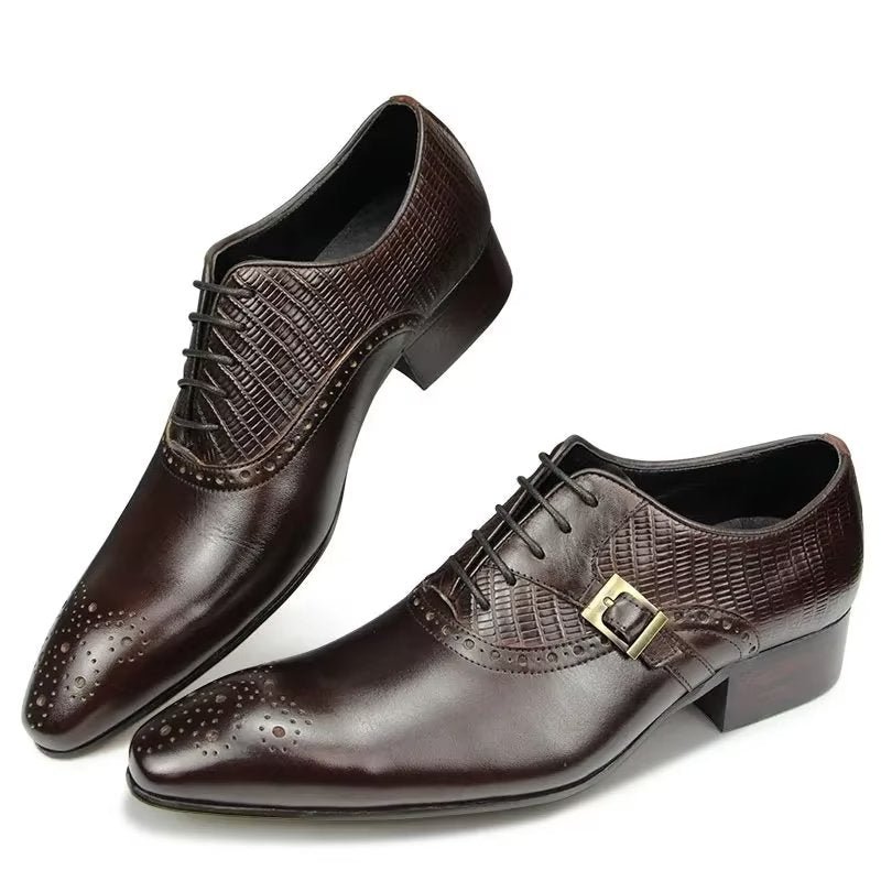 Formele Herenschoenen Echt Leer Elegante Bruiloftsbrogueschoenen - Koffie