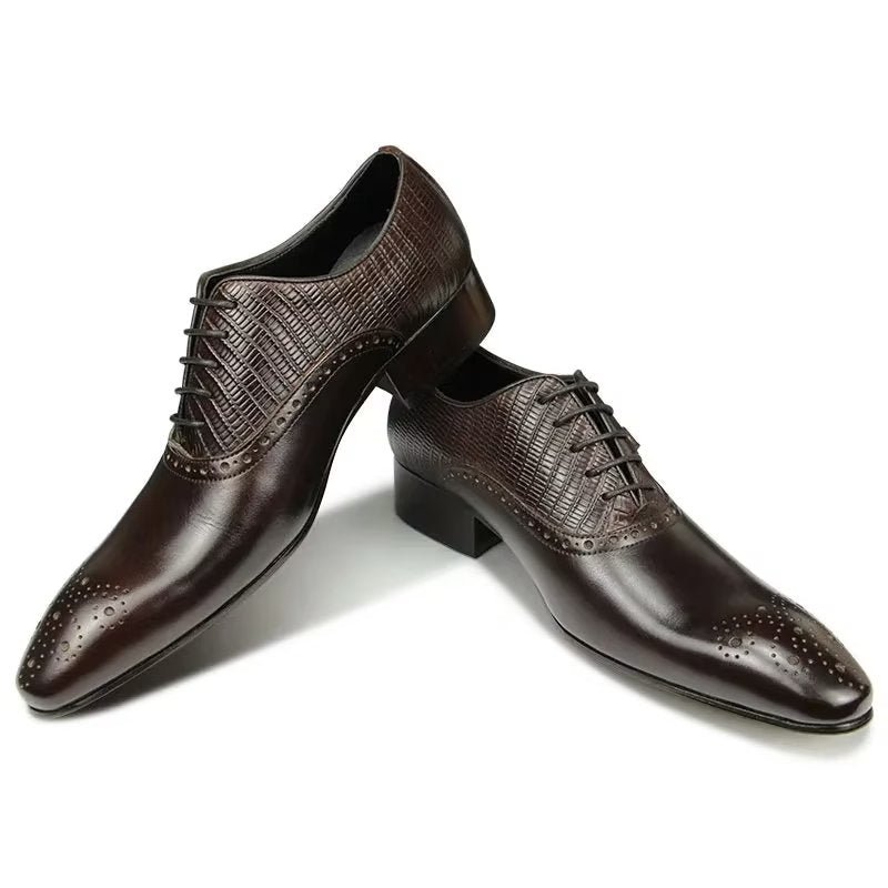 Formele Herenschoenen Echt Leer Elegante Bruiloftsbrogueschoenen - Koffie