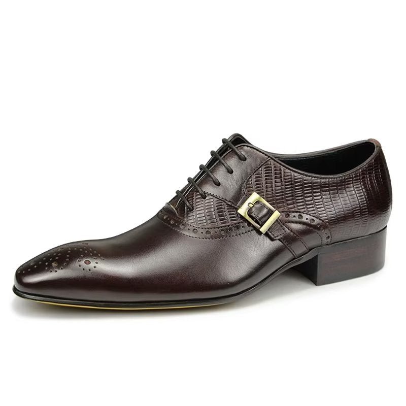 Formele Herenschoenen Echt Leer Elegante Bruiloftsbrogueschoenen - Koffie