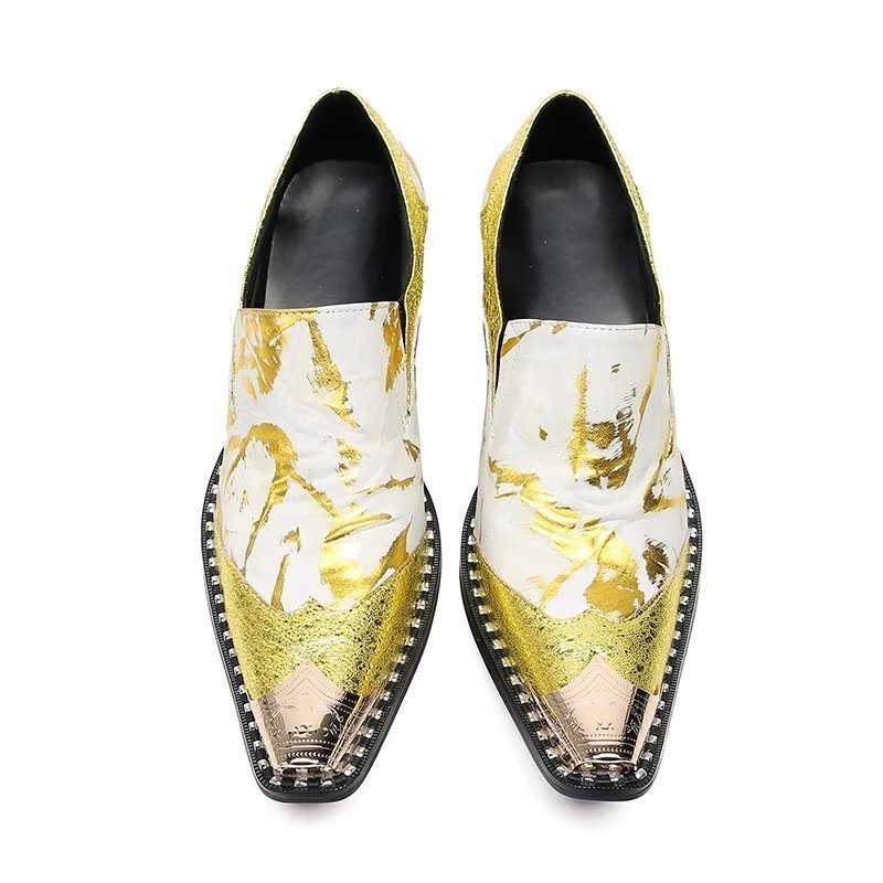 Formele Herenschoenen Elegante Britse Zakelijke Leren Schoenen Met Puntige Neus - Goud