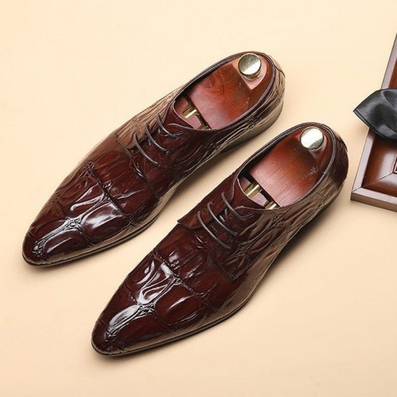 Formele Herenschoenen Executive Oxford-schoenen Met Veters - Rood