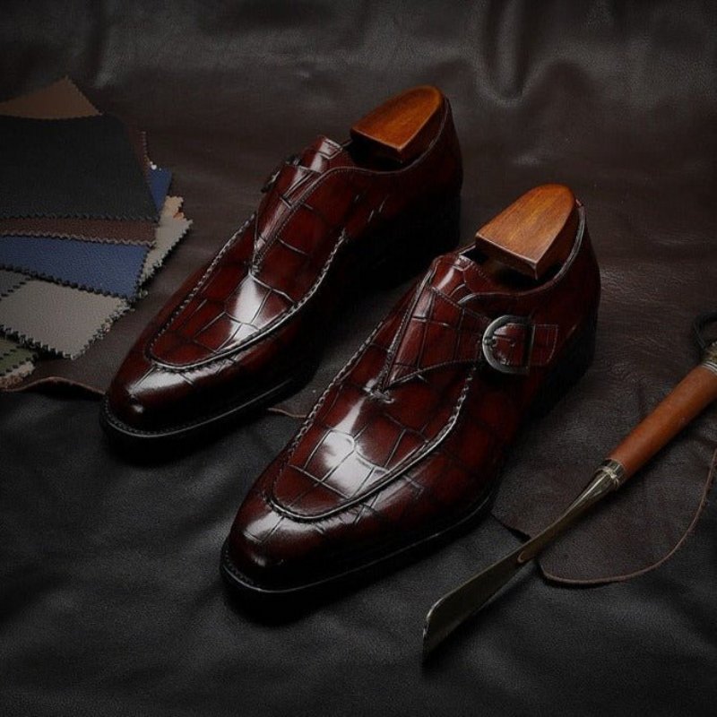 Formele Herenschoenen Exotische Alligator Slip-on-kledingschoenen - Rood