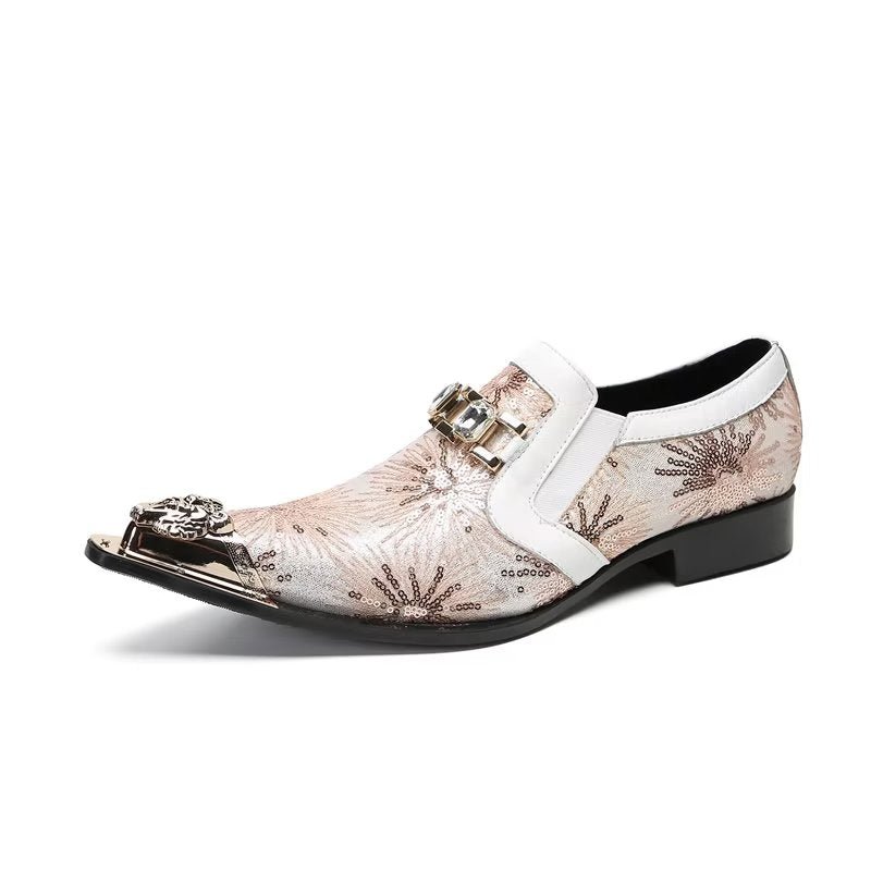 Formele Herenschoenen Exotische Instapschoenen Met Puntige Neus - Beige