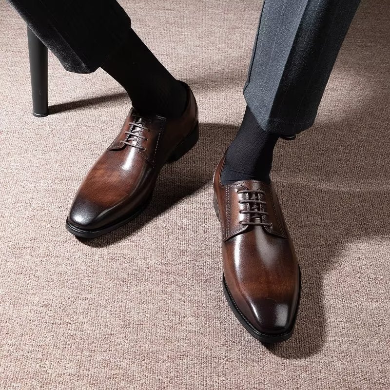 Formele Herenschoenen Exquise Patroon Derbies Nette Schoenen - Koffie
