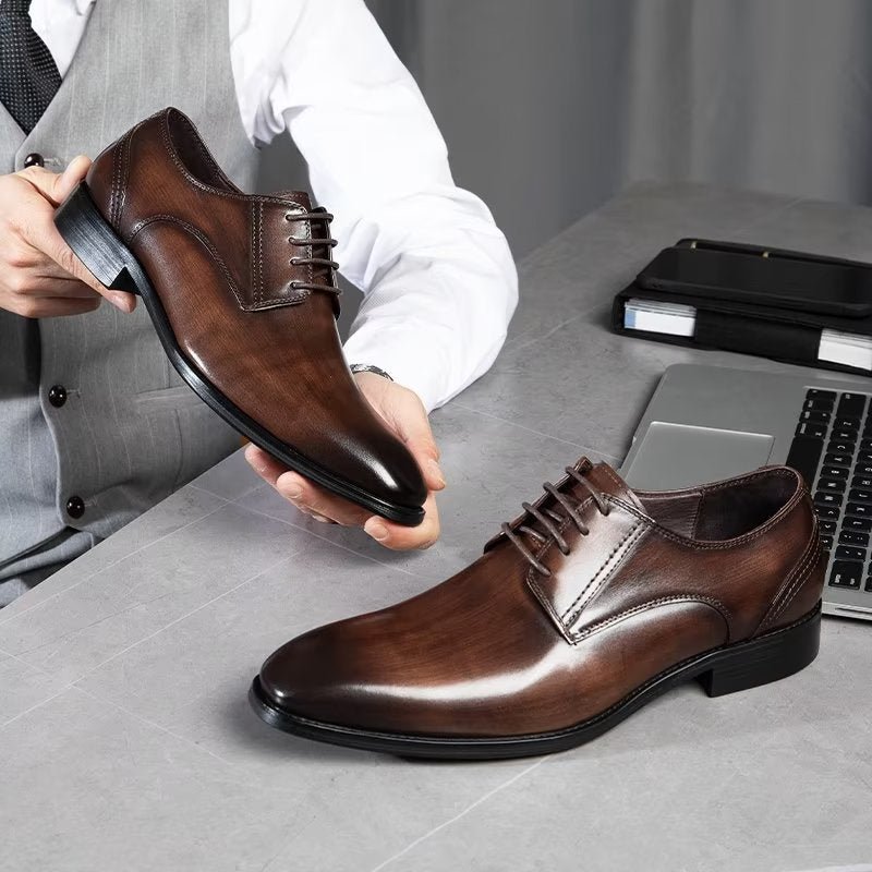 Formele Herenschoenen Exquise Patroon Derbies Nette Schoenen - Koffie