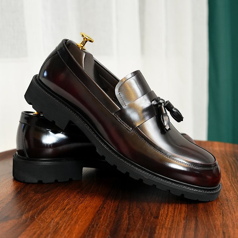 Formele Herenschoenen Klassieke Instappers Met Kwastjes - Bordeauxrood