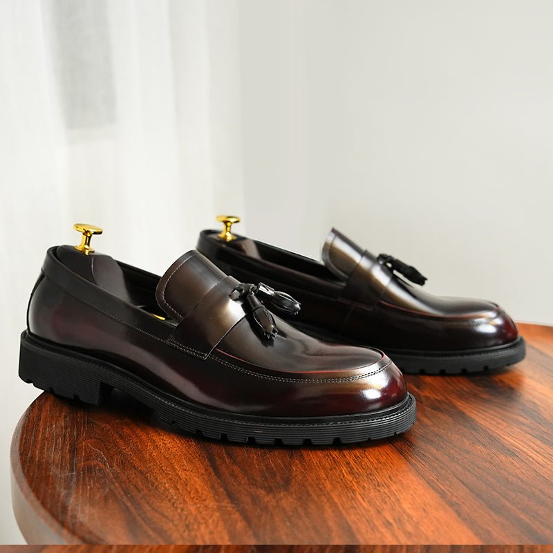 Formele Herenschoenen Klassieke Instappers Met Kwastjes - Bordeauxrood