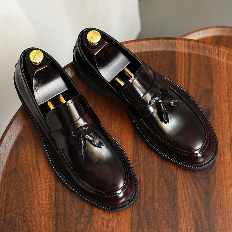 Formele Herenschoenen Klassieke Instappers Met Kwastjes - Bordeauxrood