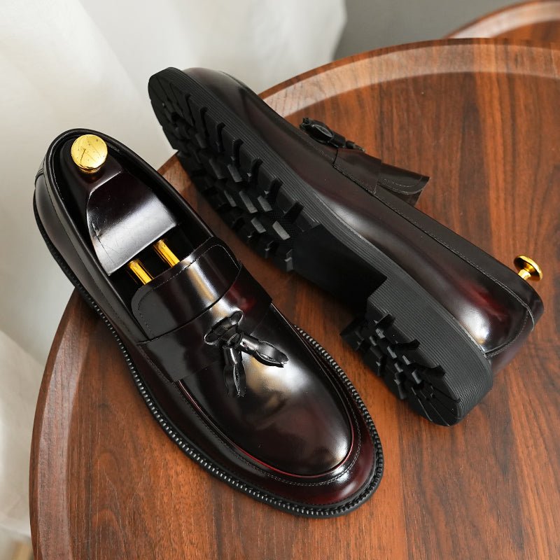 Formele Herenschoenen Klassieke Instappers Met Kwastjes - Bordeauxrood