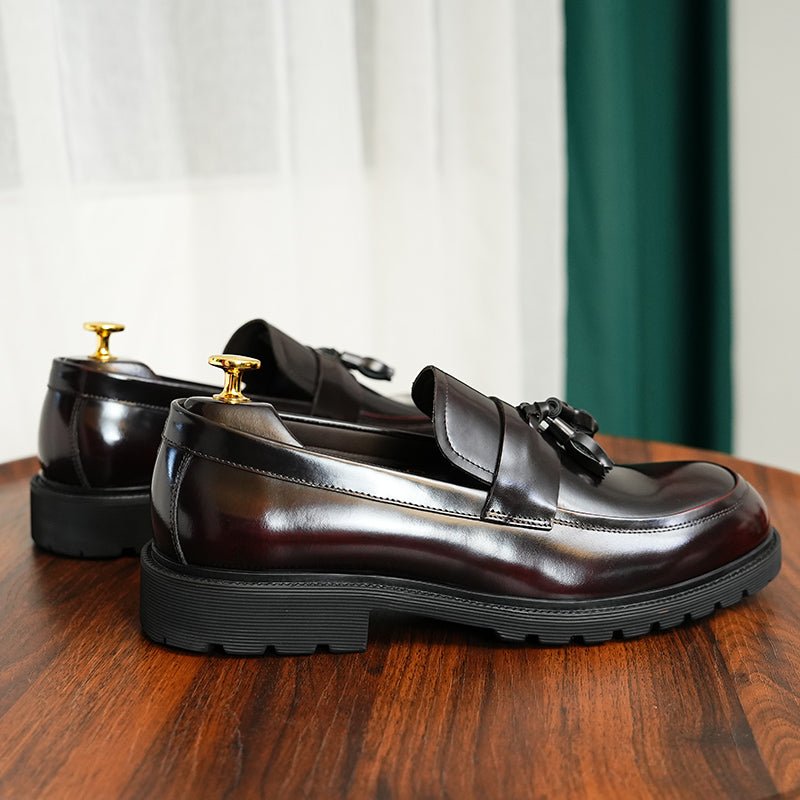 Formele Herenschoenen Klassieke Instappers Met Kwastjes - Bordeauxrood