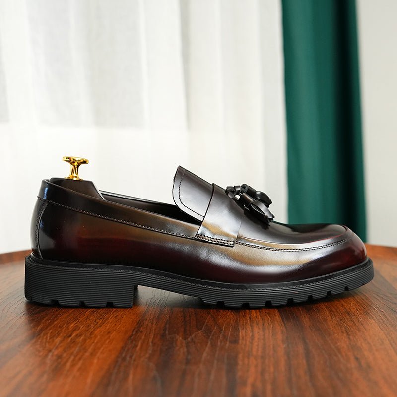 Formele Herenschoenen Klassieke Instappers Met Kwastjes - Bordeauxrood