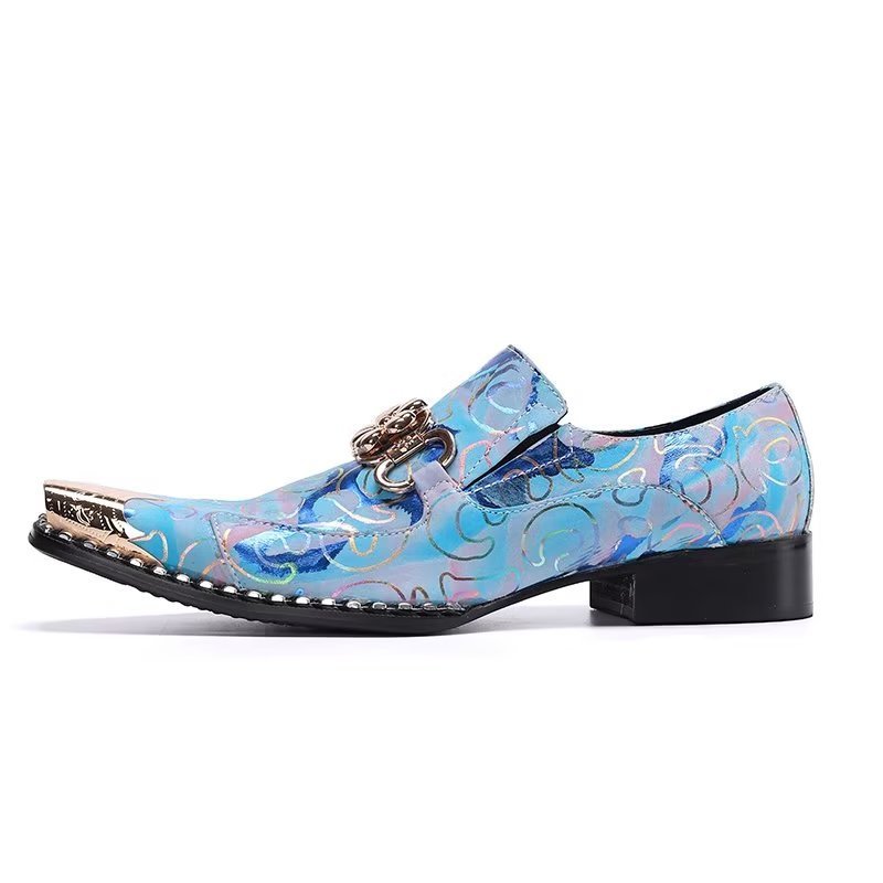 Formele Herenschoenen Leer Met Reliëf Nette Schoenen - Blauw