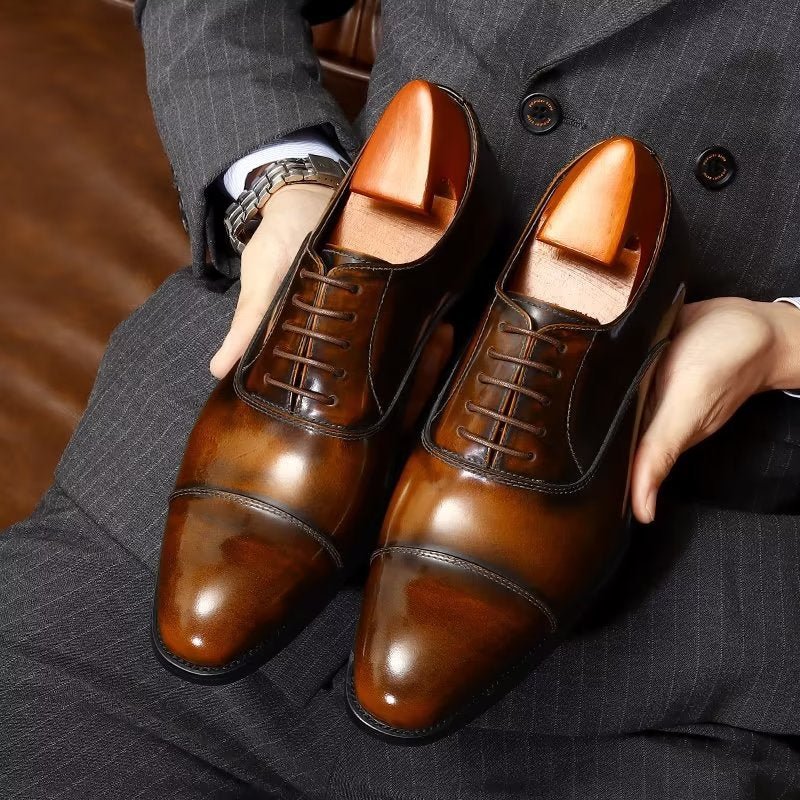 Formele Herenschoenen Luxe Lederen Oxford-schoenen Met Ronde Neus - Koffie