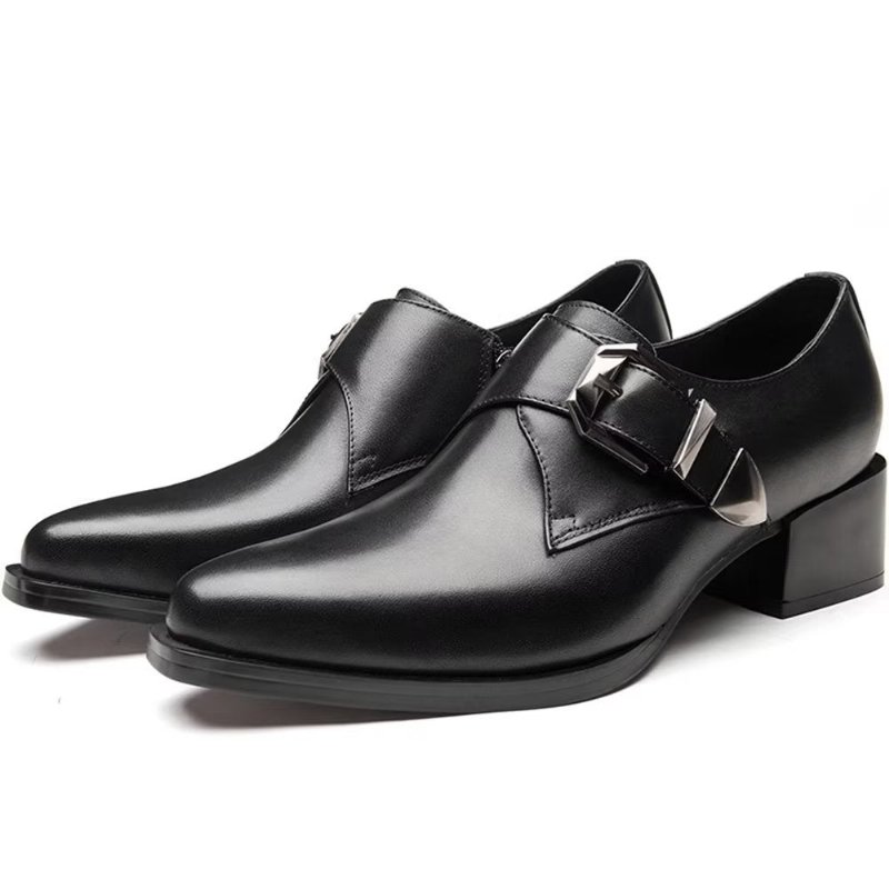 Formele Herenschoenen Luxe Monniksbandschoenen Met Puntige Neus - Zwart