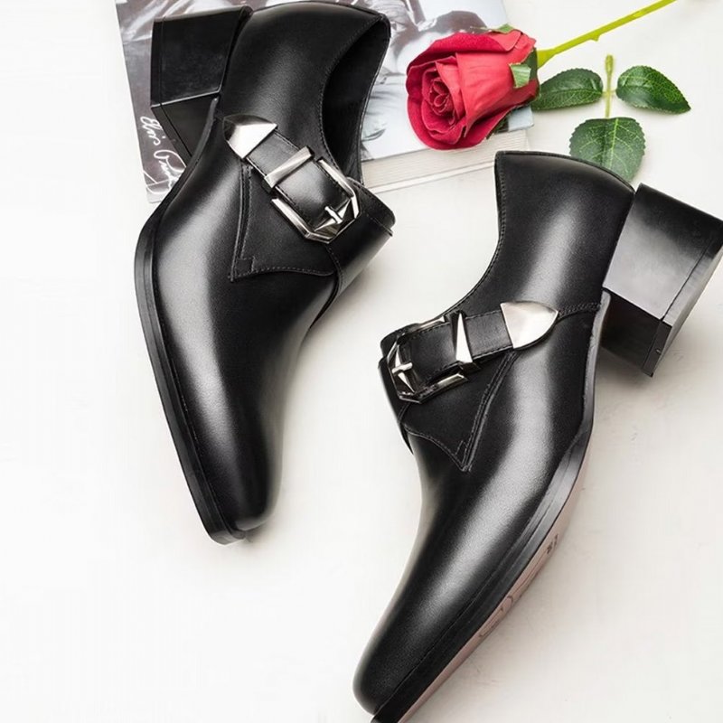 Formele Herenschoenen Luxe Monniksbandschoenen Met Puntige Neus - Zwart