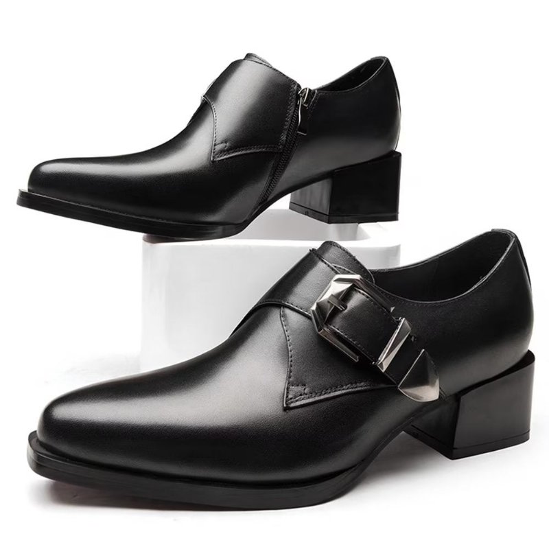 Formele Herenschoenen Luxe Monniksbandschoenen Met Puntige Neus - Zwart