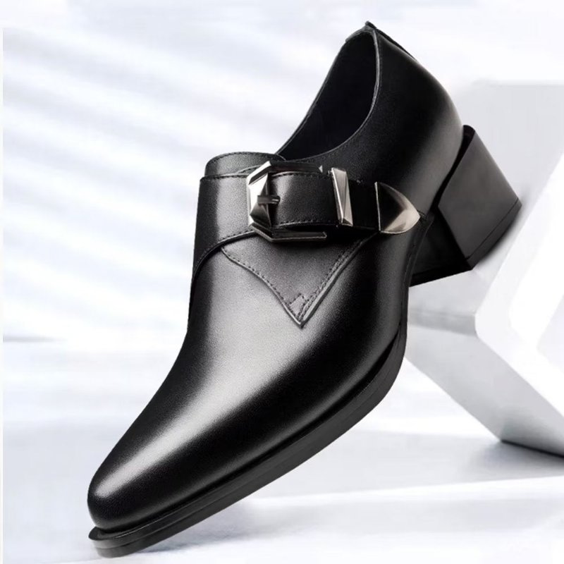 Formele Herenschoenen Luxe Monniksbandschoenen Met Puntige Neus - Zwart