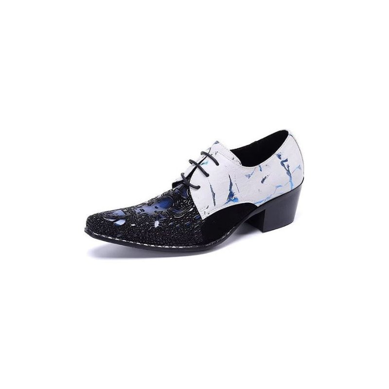 Formele Herenschoenen Met Exotisch Patroon Nette Derbyschoenen - Blauw