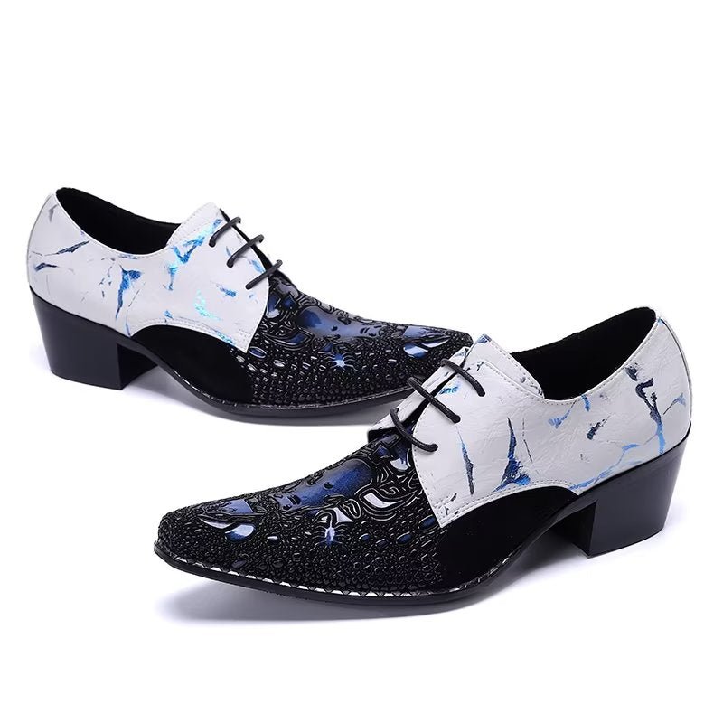 Formele Herenschoenen Met Exotisch Patroon Nette Derbyschoenen - Blauw