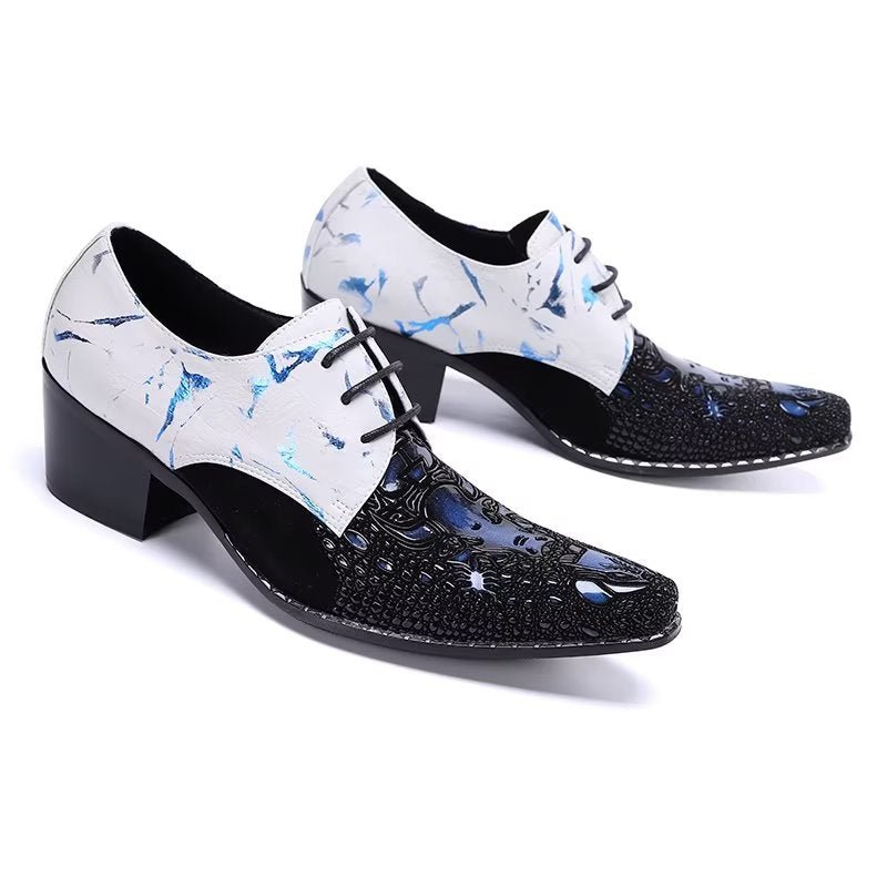 Formele Herenschoenen Met Exotisch Patroon Nette Derbyschoenen - Blauw