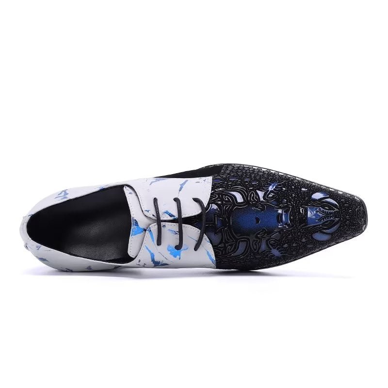 Formele Herenschoenen Met Exotisch Patroon Nette Derbyschoenen - Blauw