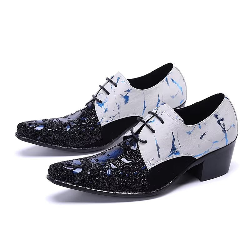 Formele Herenschoenen Met Exotisch Patroon Nette Derbyschoenen - Blauw