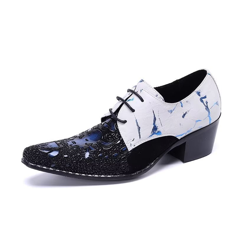 Formele Herenschoenen Met Exotisch Patroon Nette Derbyschoenen - Blauw