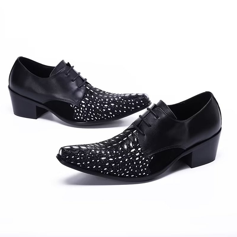 Formele Herenschoenen Met Exotisch Patroon Nette Derbyschoenen - Zwart