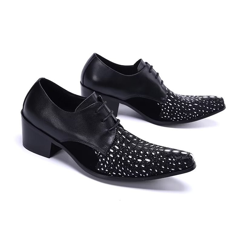 Formele Herenschoenen Met Exotisch Patroon Nette Derbyschoenen - Zwart
