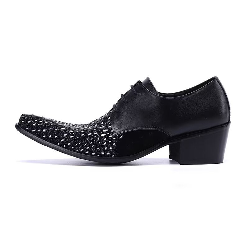 Formele Herenschoenen Met Exotisch Patroon Nette Derbyschoenen - Zwart