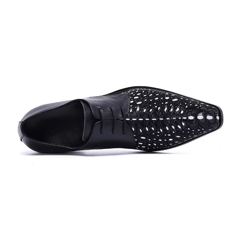 Formele Herenschoenen Met Exotisch Patroon Nette Derbyschoenen - Zwart