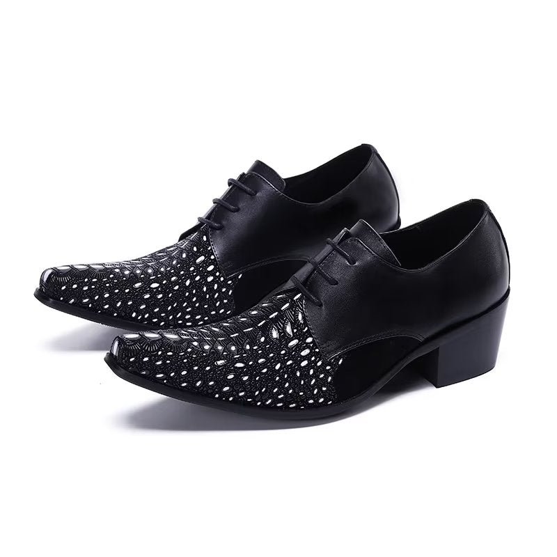 Formele Herenschoenen Met Exotisch Patroon Nette Derbyschoenen - Zwart