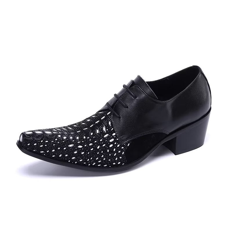 Formele Herenschoenen Met Exotisch Patroon Nette Derbyschoenen - Zwart